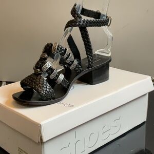 Topshop Black Vintage Western Sandals with Chunky Heel